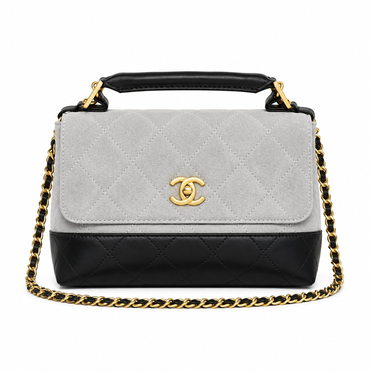 Chanel quilted top handle flap bag