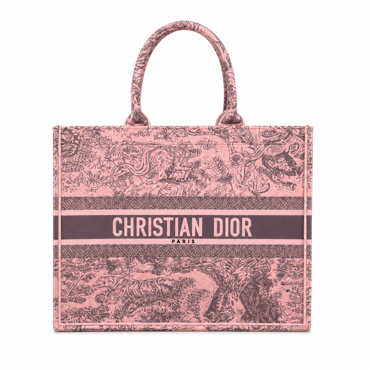 Christian Dior Book Tote bag in pink embroidered canvas