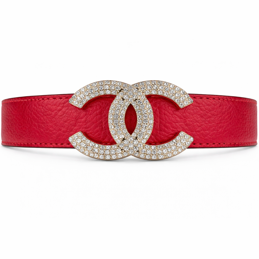 Chanel red calfskin leather belt