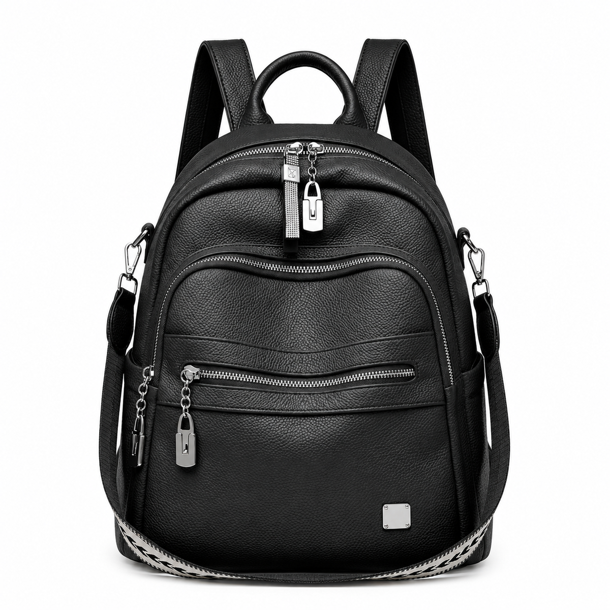 multi-pocket PU leather women's casual backpack