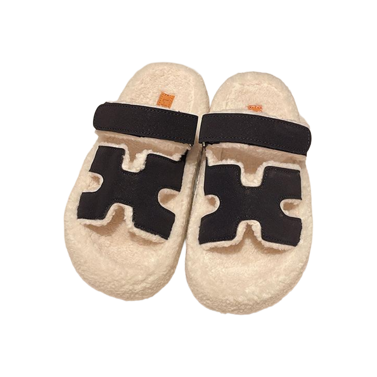 Faux-fur-lined slip-on sandals | Black