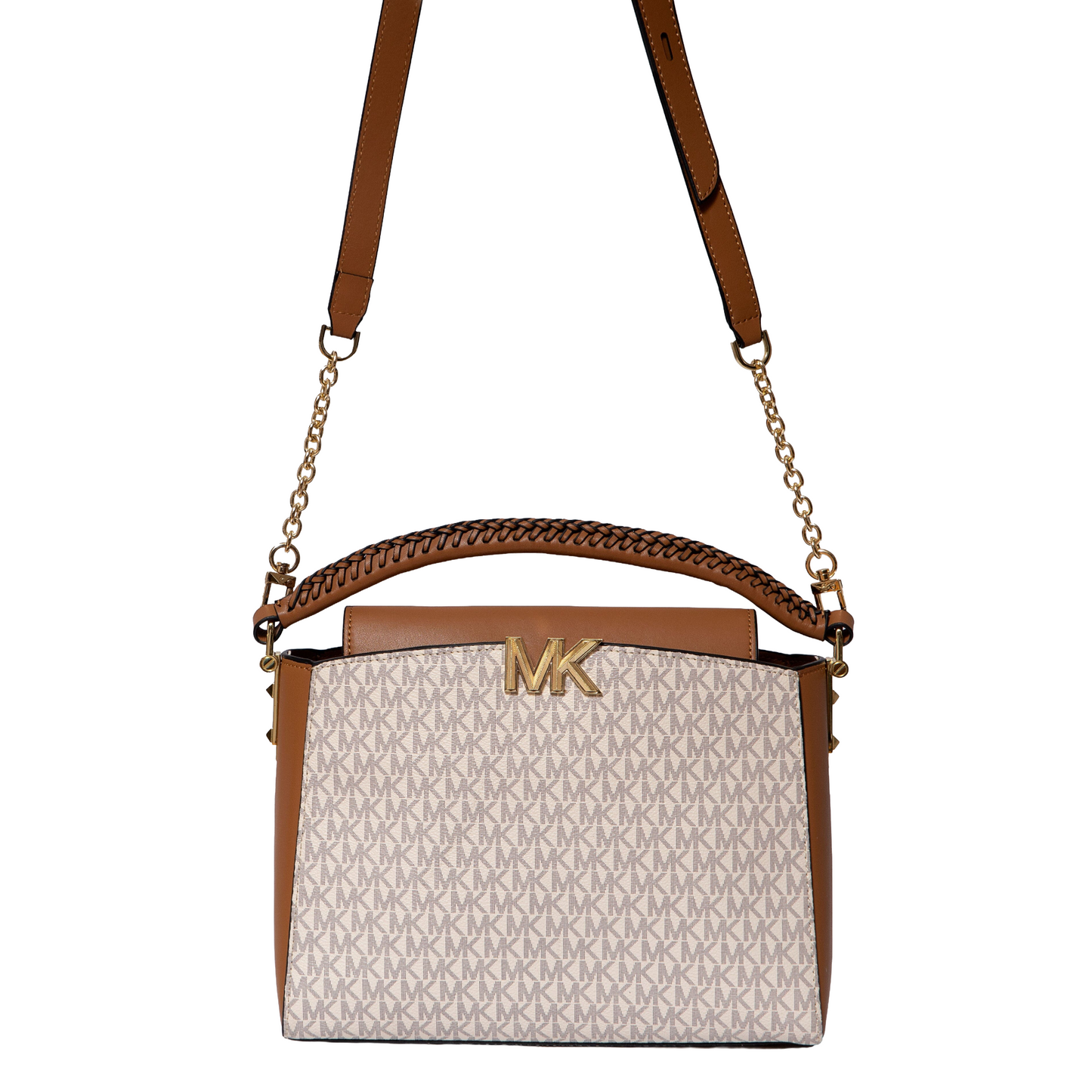 MICHAEL KORS Karlie Small Satchel Bag in Logo-print Canvas & Leather