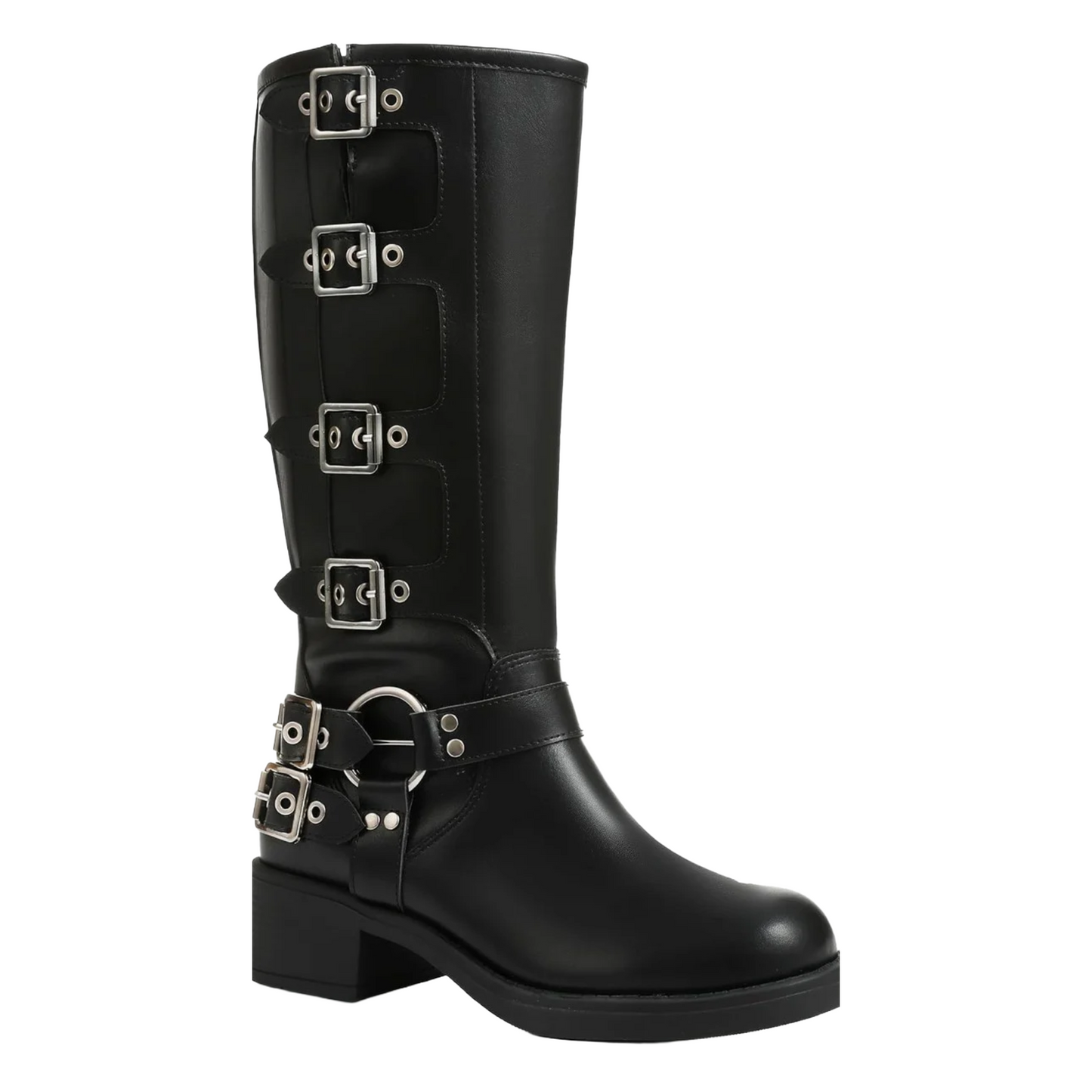 MIU MIU Studded leather knee-high boots | Black
