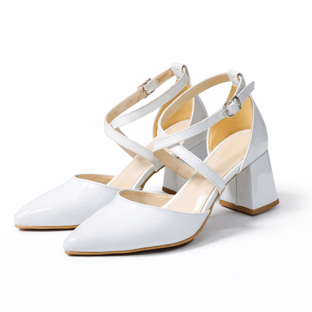 Block heel court shoes