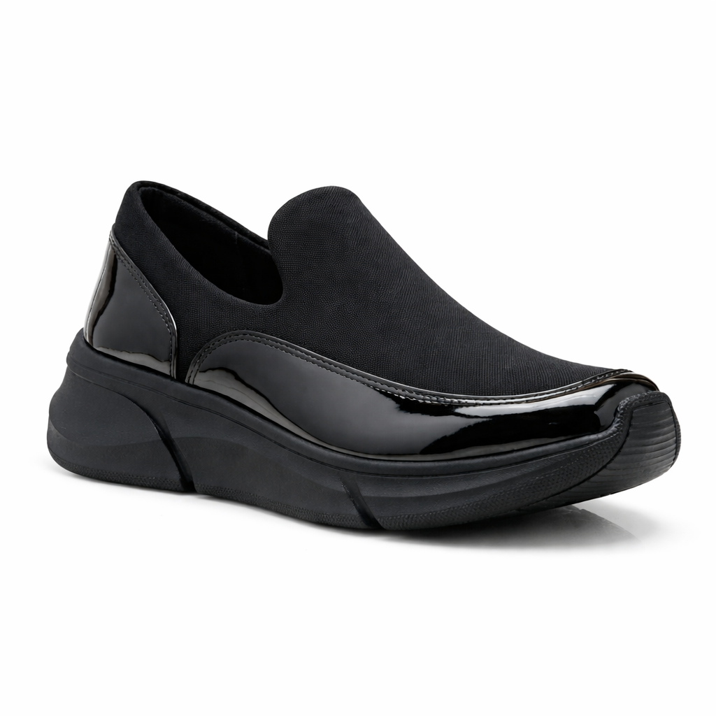 black slip-on sneakers