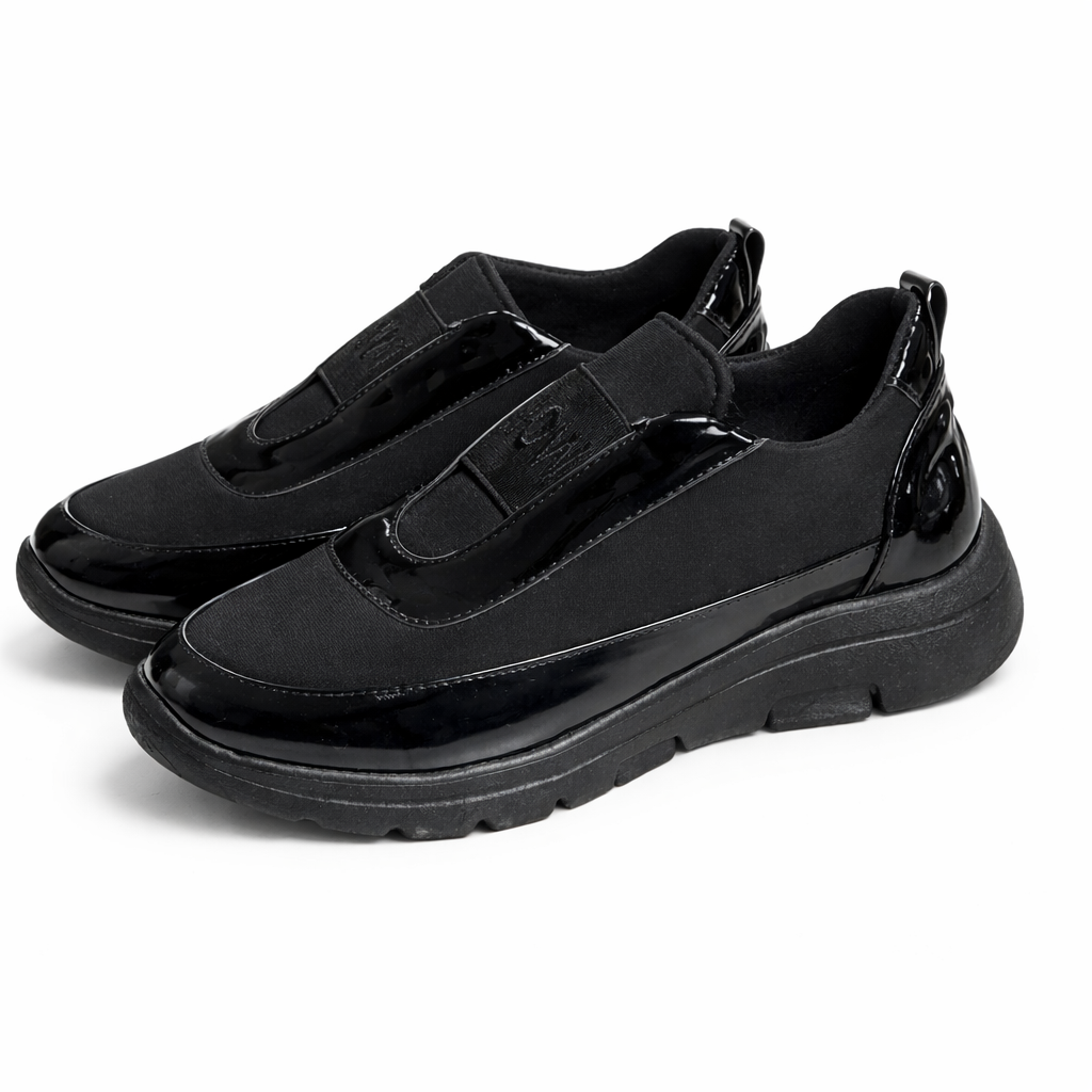 black slip-on sneakers comfort