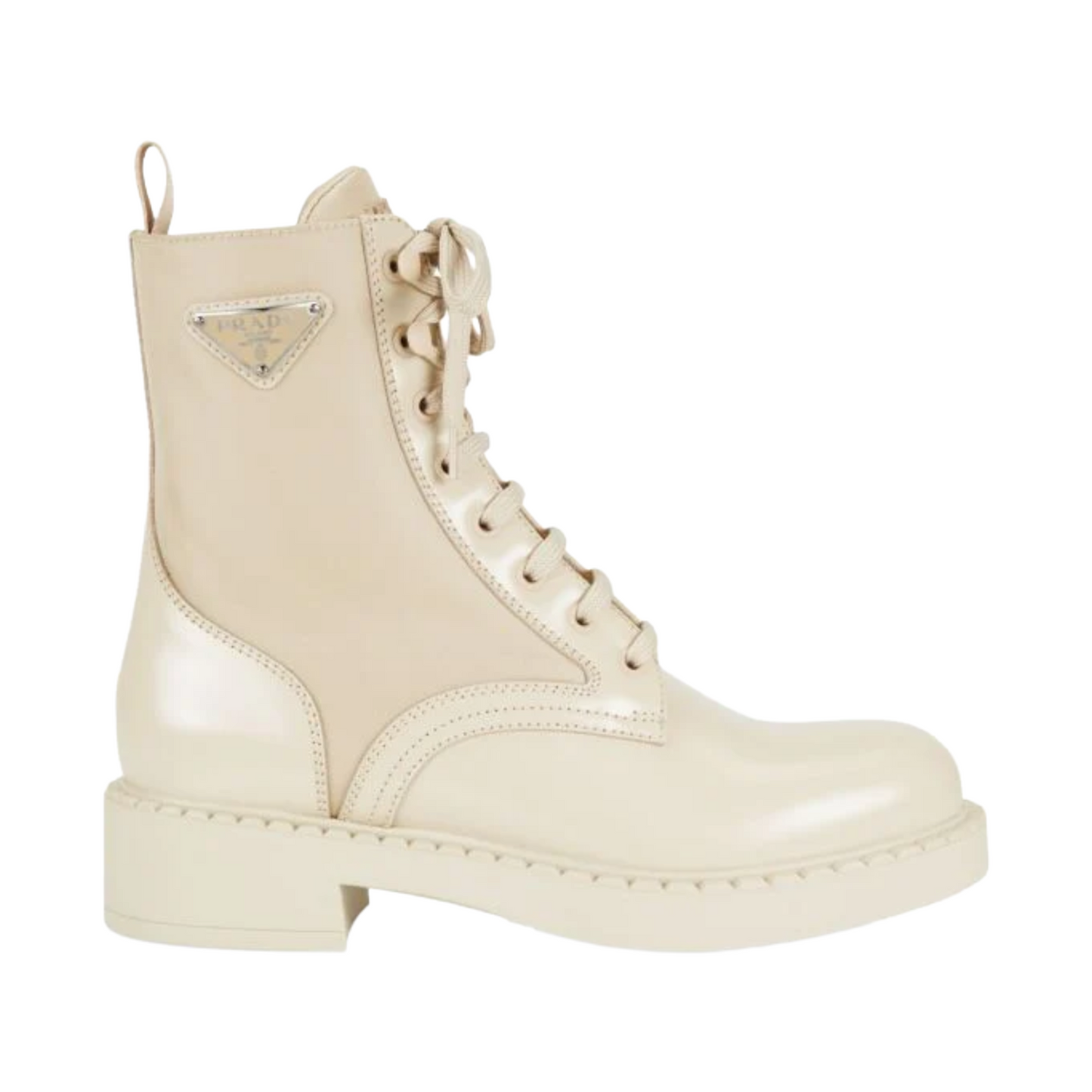 Spazzolato Re-Nylon Metal Triangle Logo Womens 50mm Combat Boots