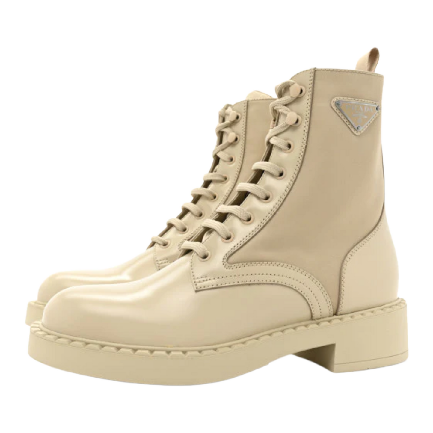 Spazzolato Re-Nylon Metal Triangle Logo Womens 50mm Combat Boots