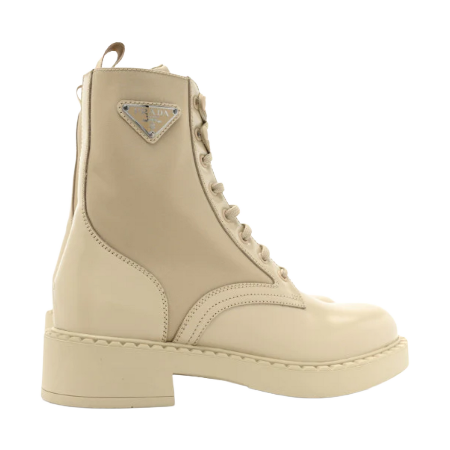 Spazzolato Re-Nylon Metal Triangle Logo Womens 50mm Combat Boots