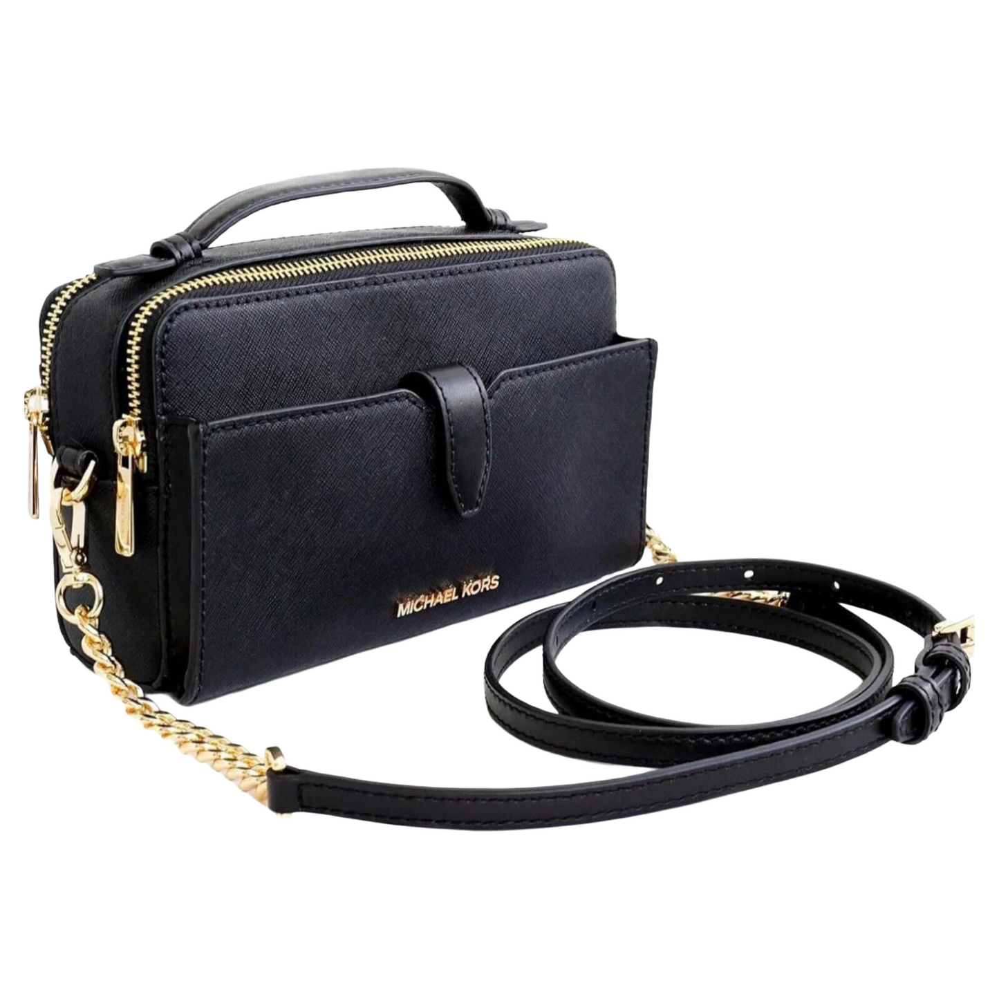 Michael Kors Medium Double Zip Phone Crossbody (Black)