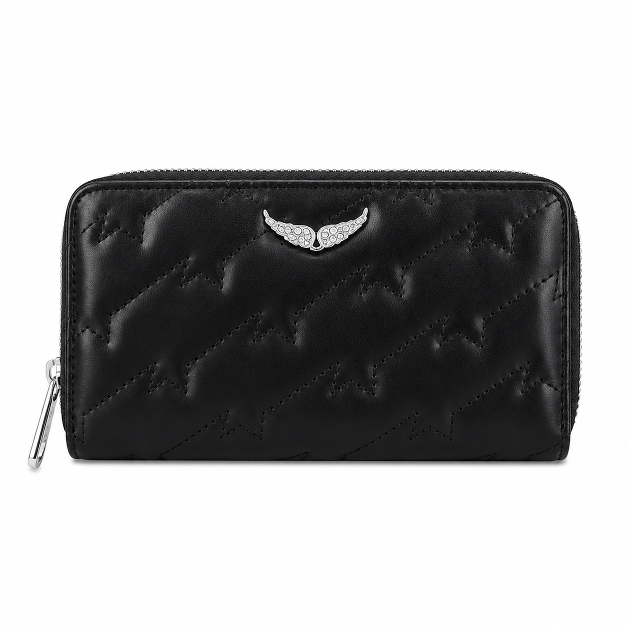 Zadig&Voltaire black quilted lambskin leather wallet