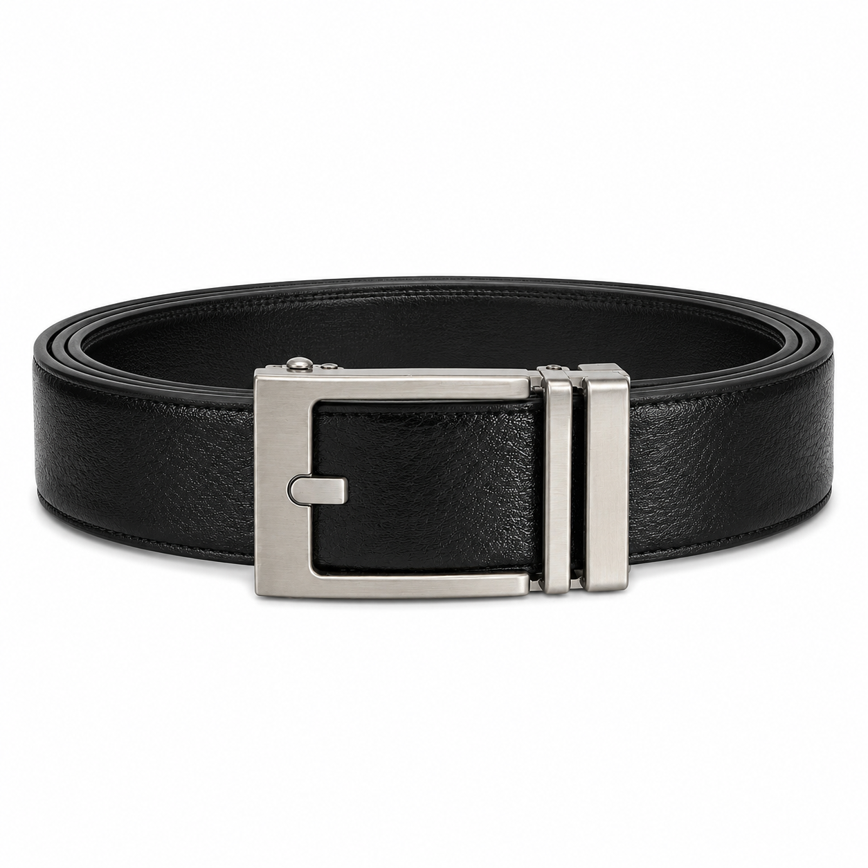 black leather men's belt