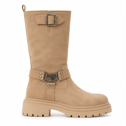 mid-calf biker-style boots