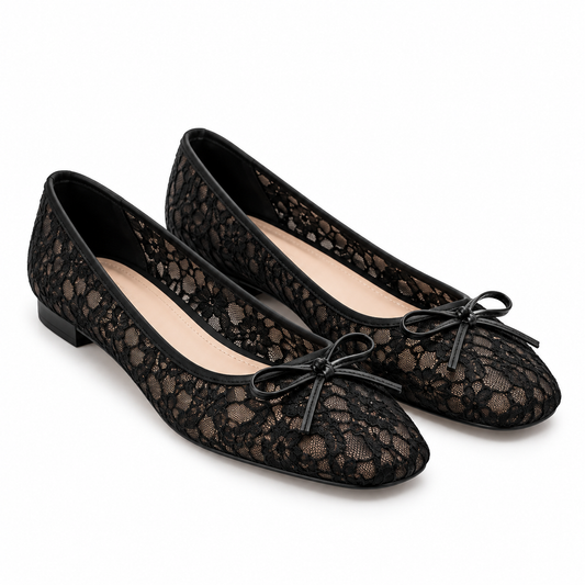 lace-patterned ballet flats