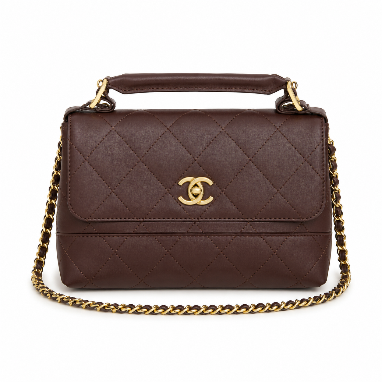 Chanel quilted top handle flap bag