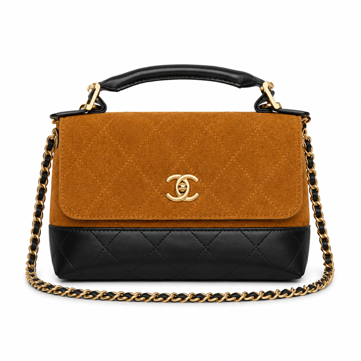 Chanel quilted top handle flap bag