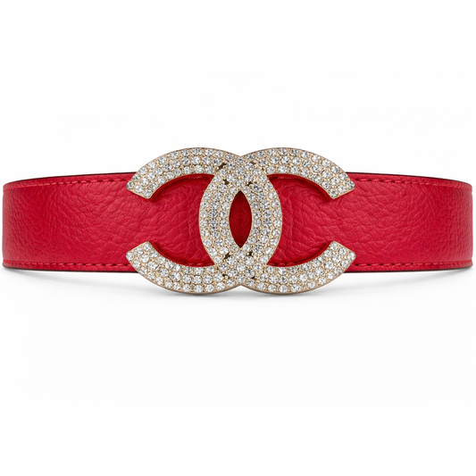 Chanel red calfskin leather belt