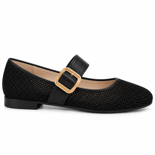 black mesh Mary Jane flat