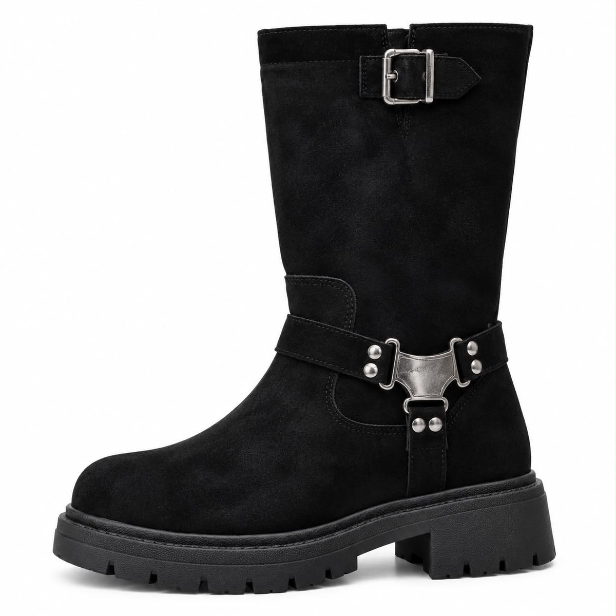 mid-calf biker-style boots