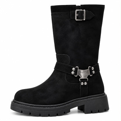 mid-calf biker-style boots
