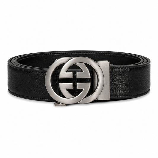 G buckle leather ratchet belt