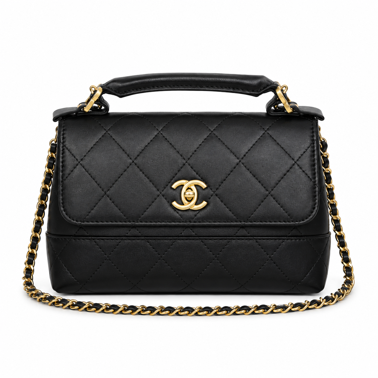 Chanel quilted top handle flap bag