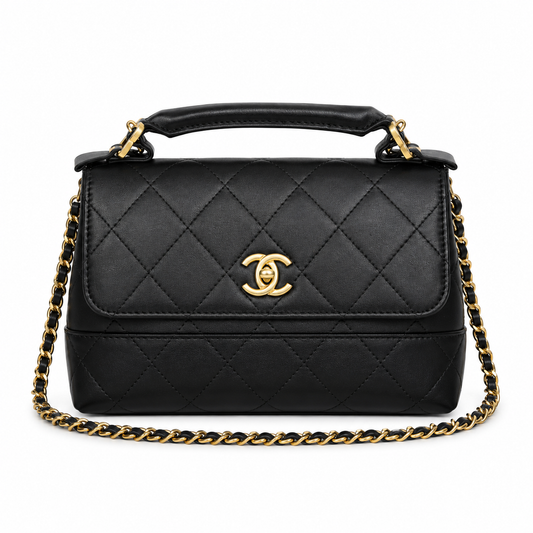 Chanel quilted top handle flap bag