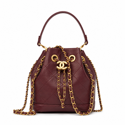 Chanel lambskin quilted bucket drawstring bag