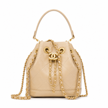 Chanel lambskin quilted bucket drawstring bag