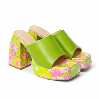 black faux leather platform sandals