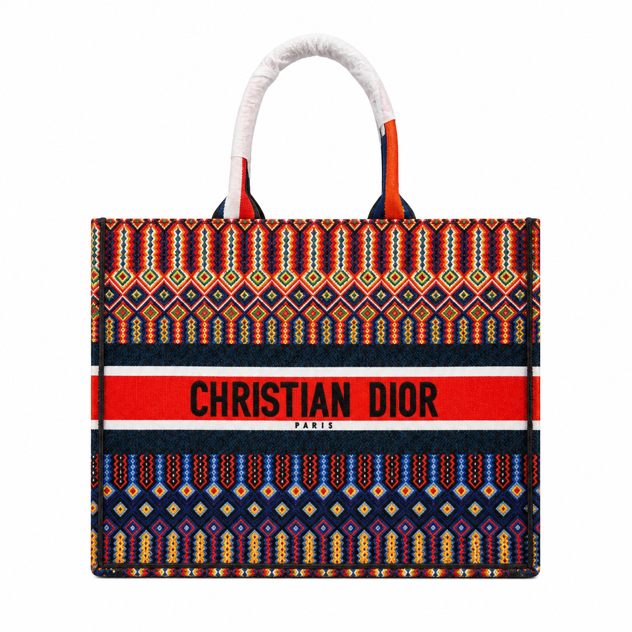 Christian Dior  Book Tote in a multicolored embroidered canvas