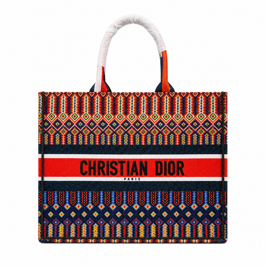 Christian Dior  Book Tote in a multicolored embroidered canvas