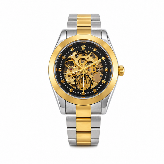 Rolex watch with a skeleton dial automatic