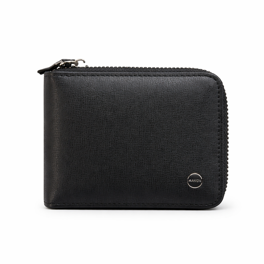 black textured leather wallet