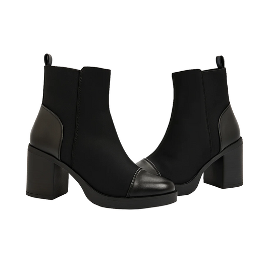 Black Stretch-Fit Ankle Boots