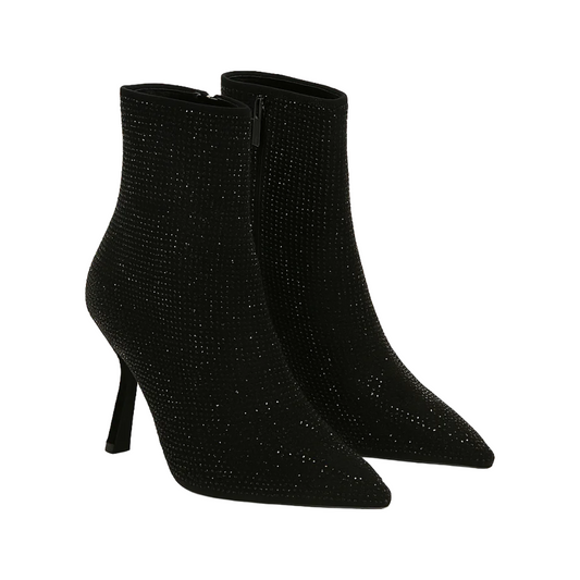 Rhinestone High-Heel Ankle Boots
