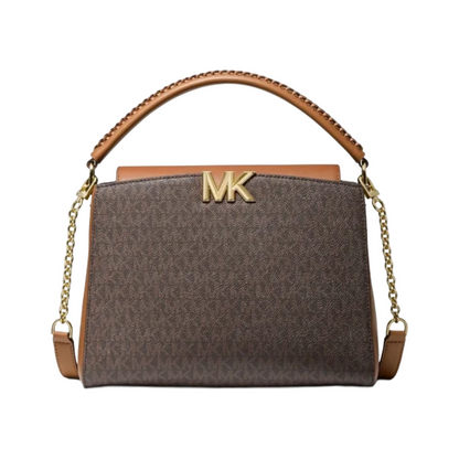 MICHAEL KORS Karlie Small Satchel Bag in Logo-print Canvas & Leather