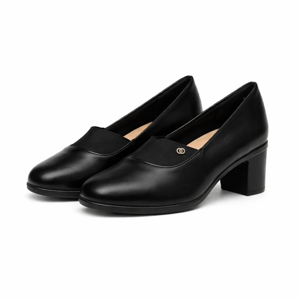 patent leather block-heeled pumps