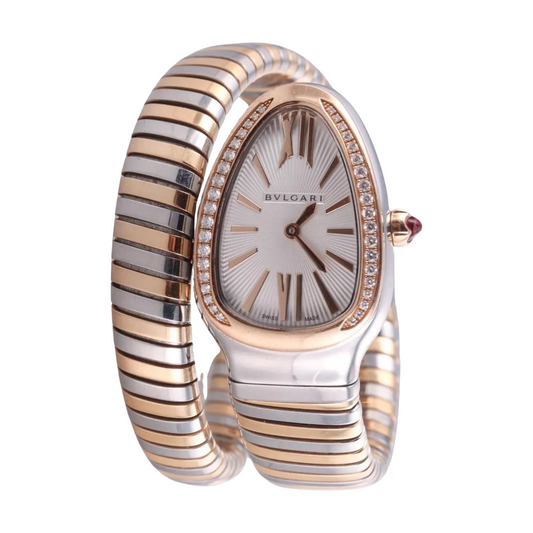 Silver and Rose Gold Bvlgari Serpenti Tubogas Watch