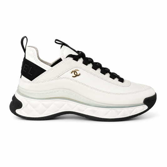 Chanel Velvet Calfskin Mixed Fibers CC Sneakers White