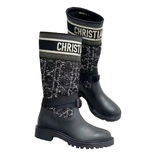 Christian Dior D-Major tweed boots