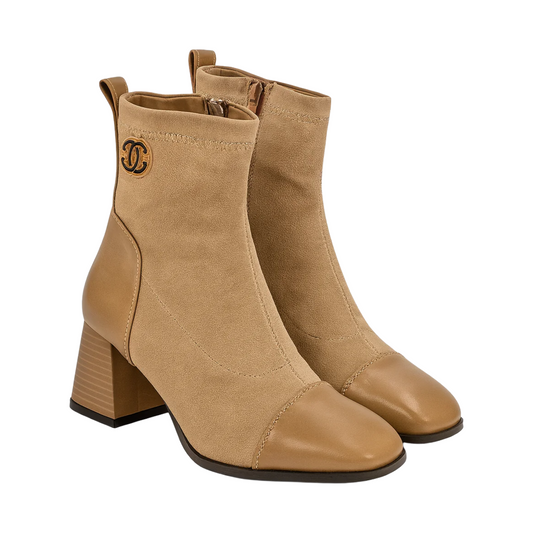 Velvet Chanel Boot | Beige