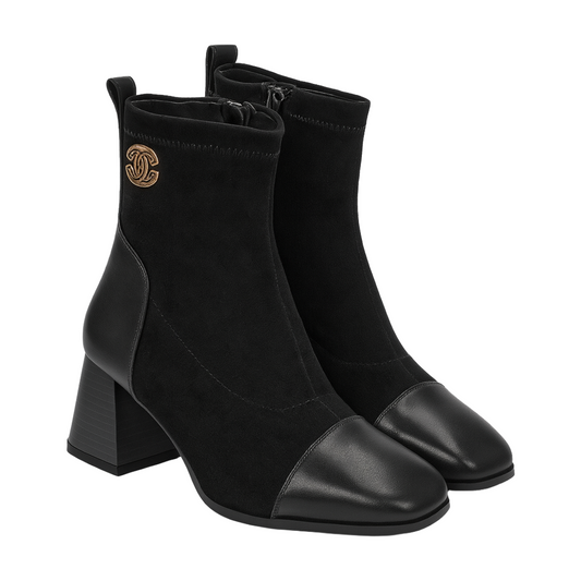 Velvet Chanel Boot | Black