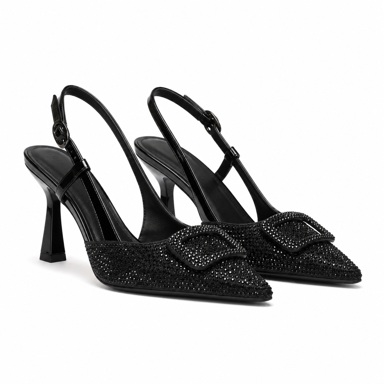 black crystal-embellished Slingback