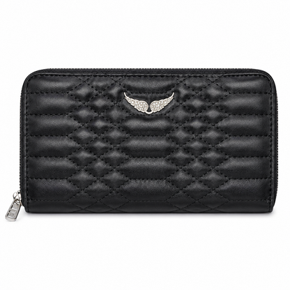 Zadig & Voltaire black quilted lambskin leather wallet