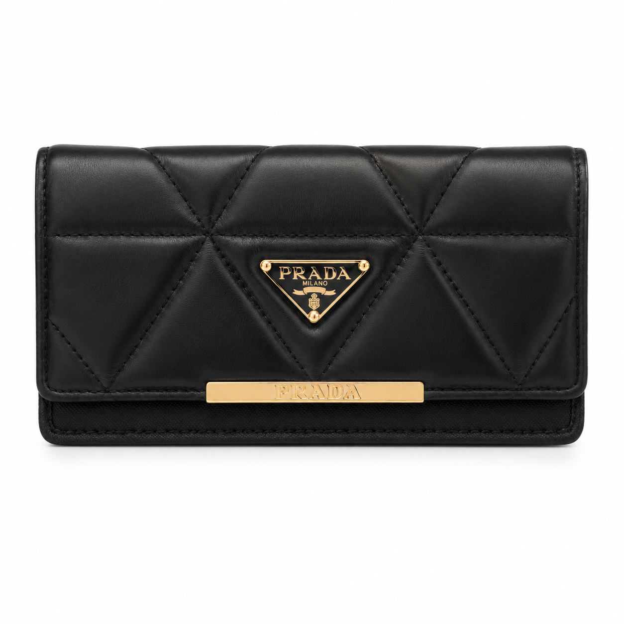 Prada triangle logo quilted leather wallet