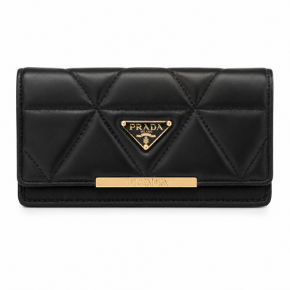 Prada triangle logo quilted leather wallet