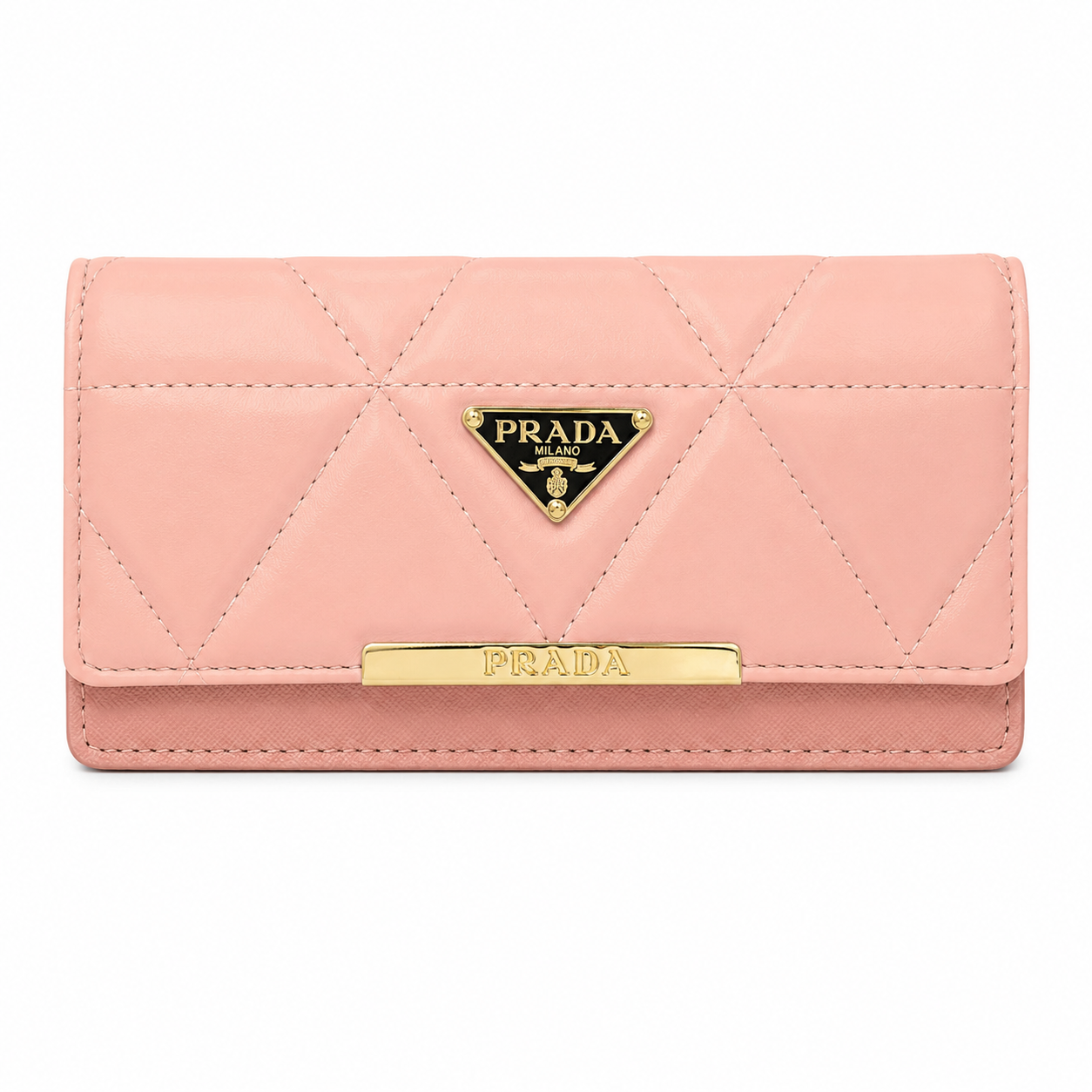 Prada triangle logo quilted leather wallet