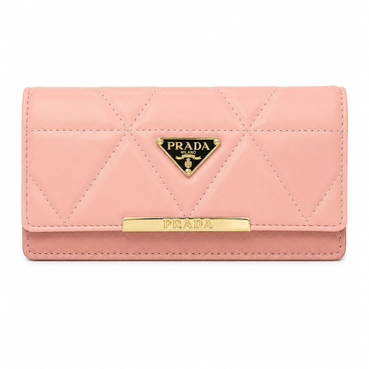 Prada triangle logo quilted leather wallet
