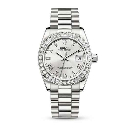 Rolex Lady-Datejust 28 with a diamond-set bezel